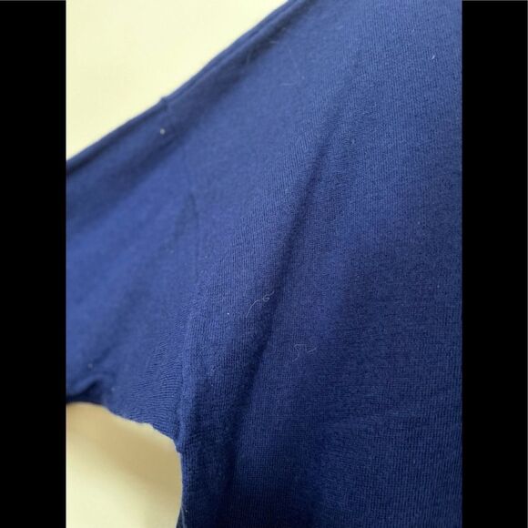 Land’s End dark blue v neck raglan long sleeved sweater, 100% merino wool, 3X - Picture 7 of 7